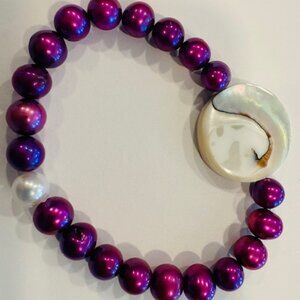 Sale - Fresh Water Pearls, Mother Of Pearl Elastic Bracelet